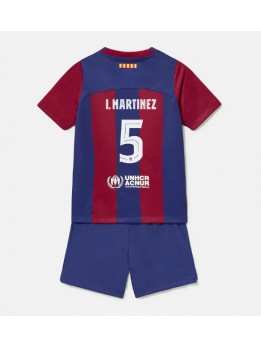 Billige Barcelona Inigo Martinez #5 Hjemmedraktsett Barn 2023-24 Kortermet (+ Korte bukser)
